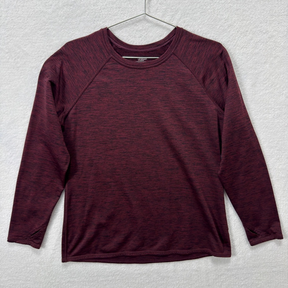 ClimateRight by Cuddl Duds Top Women L Burgundy Thumbhole Casual Fleece Lined